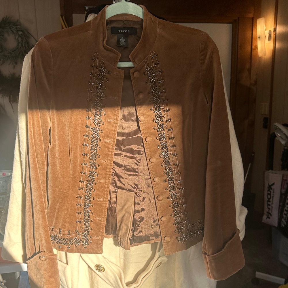 Arden B Tan Embroidered Women's Blazer